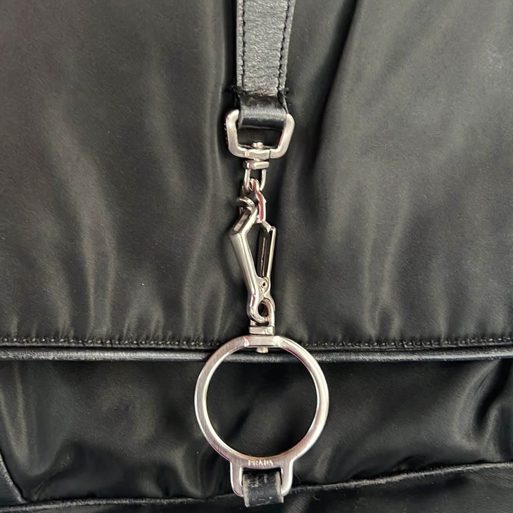 Rare Vintage PRADA Nylon Tessuto Leather Shoulder Hand Bag Purse Black GUC - Picture 5 of 15